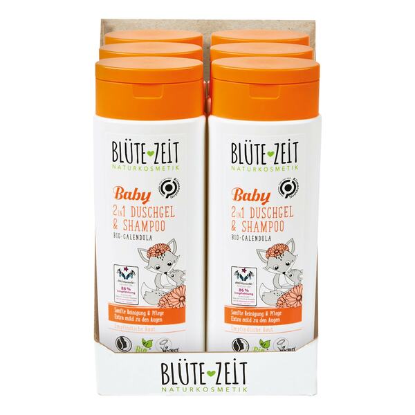 Bild 1 von BLÜTE-ZEIT Baby 2in1 Duschgel & Shampoo mit Bio-Calendula 250 ml, 6er Pack