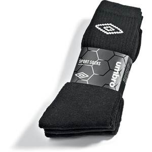 Umbro Sneaker Socken - 3er Pack, schwarz mit weißem Logo, Gr. 39-42