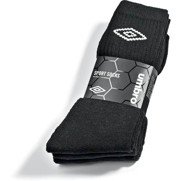 Bild 1 von Umbro Sneaker Socken - 3er Pack, schwarz mit weißem Logo, Gr. 39-42