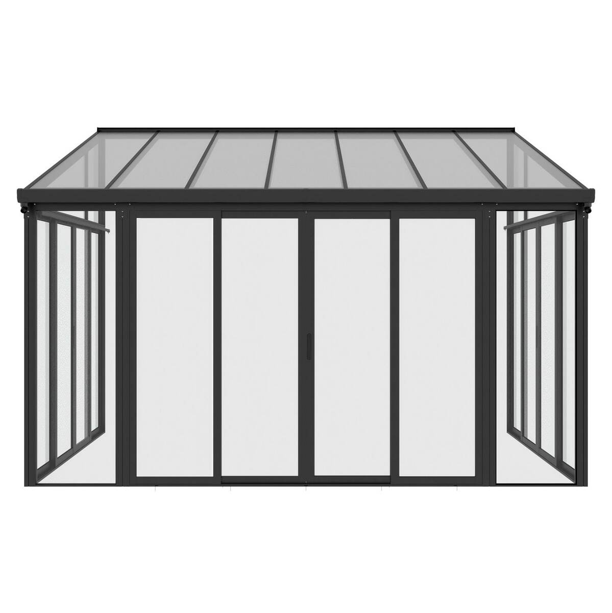 Bild 1 von Juskys Wintergarten 12,5 m² in Grau mit Schiebetüren - UV-Schutz, wasserdicht & winterfest