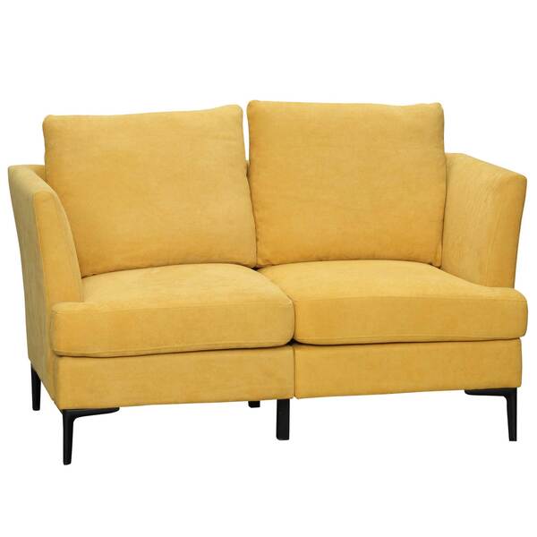 Bild 1 von HOMCOM Doppelsofa, 2-Sitzer Sofa in Leinenoptik, Zweisitzer, Loveseat im Retro-Design, für Wohnzimmer, Schlafzimmer, bis 300 kg, Gelb, 137 x 80 x 87 cm