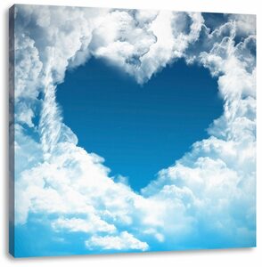 Pixxprint Leinwandbild »Romantisches Herz in den Wolken«, Wanddekoration (1 St), Leinwandbild fertig bespannt, inkl. Zackenaufhänger