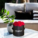 Bild 3 von Gestecke »Schwarze Rosenbox rund mit 8 Rosen«, relaxdays, Höhe 17 cm, Rot