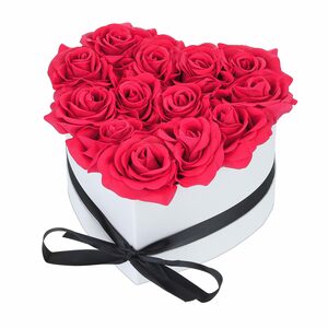 Gestecke »Weiße Rosenbox mit 13 Rosen«, relaxdays, Höhe 14 cm, Rot