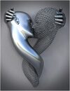 Bild 3 von Leway Wandbild »3er Kunst Modern Poster Set - 3D Metallfigur Statue Kunst Liebe Herz Kuss Bilder Wandkunst Deko - Ohne Rahmen - Wanddeko Wand Wohnzimmer Wanddekoration Deko«