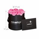 Bild 4 von Gestecke »Schwarze Rosenbox rund mit 8 Rosen«, relaxdays, Höhe 17 cm, Rosa