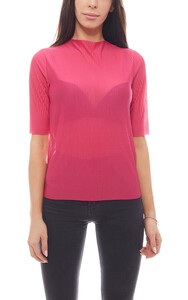 NA-KD Plissee T-Shirt durchsichtiges Damen Shirt in einem knalligem Pink