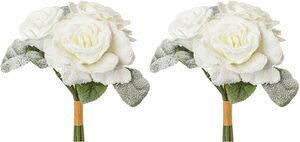 Winterliche Kunstpflanze »Weihnachtsdeko« Rose, Creativ green, Höhe 25 cm, Strauß in beschneiter Optik