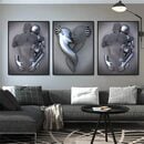 Bild 2 von Leway Wandbild »3er Kunst Modern Poster Set - 3D Metallfigur Statue Kunst Liebe Herz Kuss Bilder Wandkunst Deko - Ohne Rahmen - Wanddeko Wand Wohnzimmer Wanddekoration Deko«