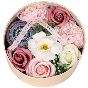 Kunstblume »Frauen Seife Künstliche Blumen Rosen Runde Box mit Duftkerzen«, CAKUJA, Muttertag Jubiläum Valentinstag Lehrertag Geburtstag Jahrestag