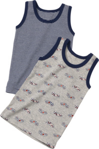PUSBLU 2er Pack Unterhemden, Gr. 92, mit Bio-Baumwolle, grau, blau
