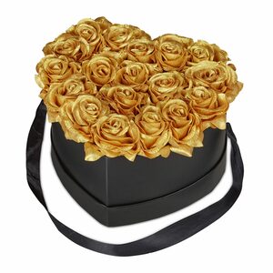 Gestecke »Schwarze Rosenbox mit 18 goldenen Rosen«, relaxdays, Höhe 13 cm