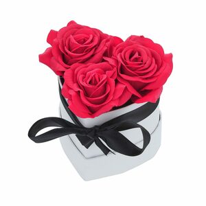 Gestecke »Weiße Rosenbox mit 3 Rosen«, relaxdays, Höhe 12 cm, Rot