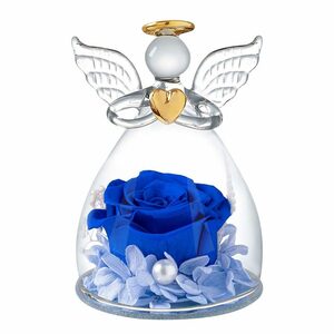Kunstblume »Glas-Engel-Figuren, für Muttertag Valentinstag Weihnachten« Rose, Rosnek, Konservierte Blumen