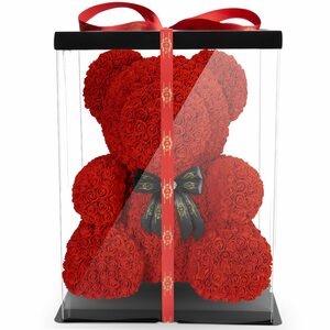 Kunstblume »NADIR Rosenbär 70 cm mit Schleife / inklusive vorverpackter Geschenkbox/ Valentinstag Muttertag Geburtstag Jahrestag Infinity Rosebear Bär aus Rosen Flower Teddy Teddybär Blüten