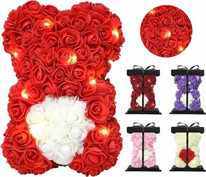 Kunstblume »Rosenbär - Rose Flower Bär Handgemachter Teddybär, Beste künstliche Dekoration Geschenke für Muttertag, Valentinstag, Braut, Hochzeiten, Die perfekte Party Clear Geschenkbox«,