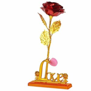 Kunstblume »24K Gold Rosen, Galaxie Rose Geschenk, handgefertigte konservierte Rosen mit Lichtern, Display-Ständer und Geschenk-Box für Hochzeit, Muttertag, Geburtstag, Valentinstag, Jahresta