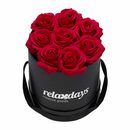 Bild 1 von Gestecke »Schwarze Rosenbox rund mit 8 Rosen«, relaxdays, Höhe 17 cm, Rot