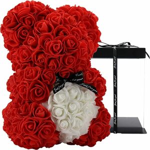 Kunstblume »Rosen Bär Blumenbär mit Geschenkbox, Geburtstagsgeschenk für Frauen, Geschenk für Freundin zum Geburtstag Jahrestag, Rose Bear Teddybär, Geschenk Hochzeitstag«, longziming