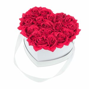 Gestecke »Weiße Rosenbox mit 18 Rosen«, relaxdays, Höhe 13 cm, Rot