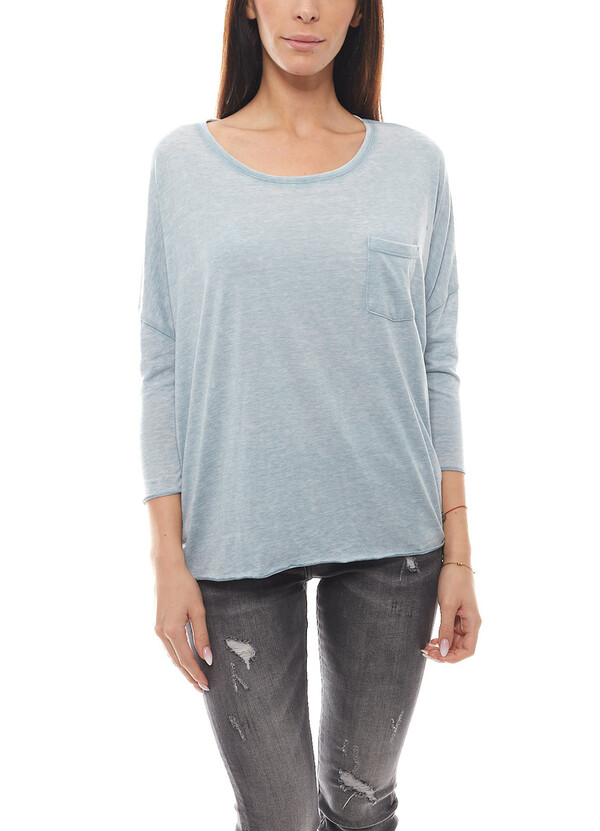 Bild 1 von FUNKY BUDDHA Sweatshirt mit 3/4-Ärmeln bequemes Damen Langarm-Shirt Hellblau