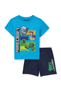 C&A Minecraft-Shorty-Pyjama-mit In-Conversion Baumwolle, Blau, Größe: 110