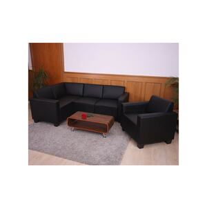 Modular Sofa-System Couch-Garnitur Moncalieri 4-1, Kunstleder ~ schwarz
