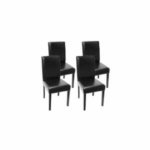 4er-Set Esszimmerstuhl Stuhl Küchenstuhl Littau ~ Leder, schwarz dunkle Beine