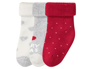 lupilu® Baby Socken, 3 Paar, mit lustigem Weihnachtsmotiv