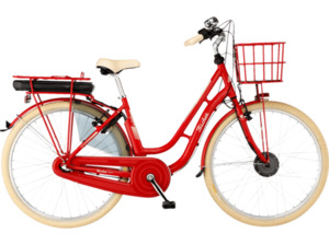 FISCHER Cita Retro 2.0 Citybike (Laufradgröße: 28 Zoll, Rahmenhöhe: 48 cm, Unisex-Rad, 418 Wh, Rot glänzend)