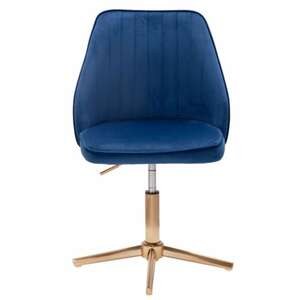 CASAVANTI Drehstuhl blau/ goldfarbig - Sitzhöhe 40-60 cm - Fußkreuz Metall - belastbar bis 120 kg - drehbar - höhenverstellbar