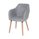 Bild 1 von Esszimmerstuhl Vaasa T381, Stuhl Küchenstuhl, Retro 50er Jahre Design ~ Textil, vintage betongrau, helle Beine