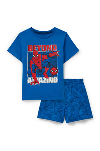 C&A Spider-Man-Shorty-Pyjama-mit In-Conversion Baumwolle, Blau, Größe: 110