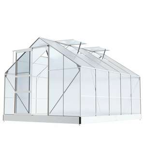 TroniTechnik Gewächshaus GH06 Aluminium 6mm inkl. Fundament mit Dachfenster, Schiebetür, UV-Schutz