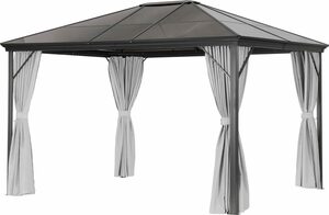 Leco Pavillon »PROFI«, mit 4 Seitenteilen, 365x300 cm, Aluminium Anthrazit/grau, PVC-Dach grau-transparent