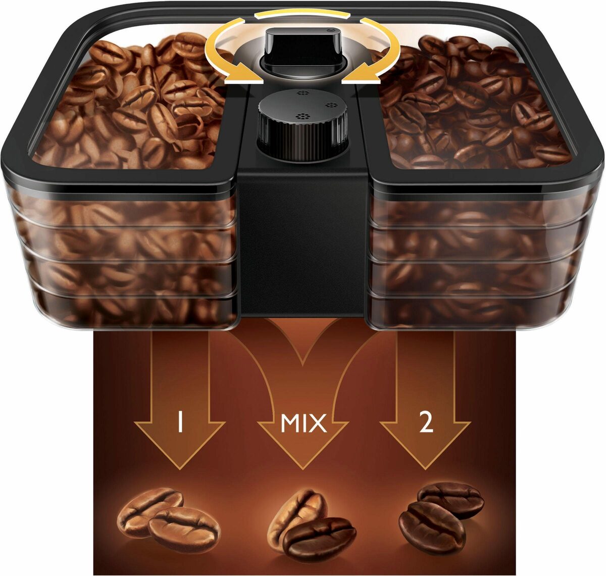 Bild 4 von Philips Kaffeemaschine mit Mahlwerk Grind & Brew HD7769/00, doppeltes Bohnenfach, edelstahl/schwarz