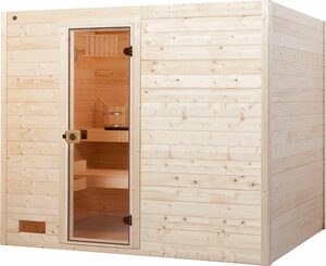 weka Sauna »Valida«, BxTxH: 239 x 189 x 203,5 cm, 38 mm, (Set) 9 kW-Ofen mit integrierter Steuerung