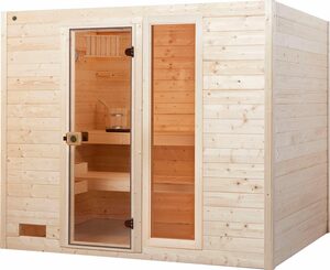 weka Sauna »Valida«, BxTxH: 239 x 189 x 203,5 cm, 38 mm, (Set) 9 kW-Ofen mit integrierter Steuerung