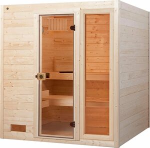 weka Sauna »Valida«, BxTxH: 189 x 189 x 203,5 cm, 38 mm, (Set) 9 kW-Ofen mit integrierter Steuerung