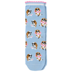 1 Paar Damen Socken mit Hunde-Motiven
