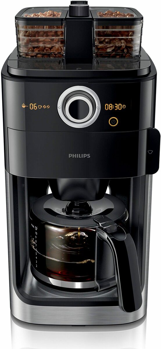 Bild 2 von Philips Kaffeemaschine mit Mahlwerk Grind & Brew HD7769/00, doppeltes Bohnenfach, edelstahl/schwarz