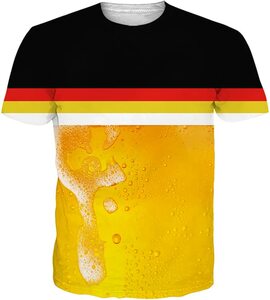 Goodstoworld Shirt Bier 3D Muster Gedruckt Tee Shirt Casual Funny Beer T-Shirt Kurzarm Tops Tee L