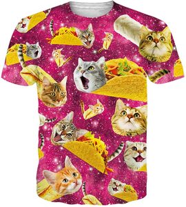 Goodstoworld T Shirt Herren Unisex 3D Drucken Pizza Katze Funny Sommer Tshirt Kurze Ärmel Lässige T Shirts Tee Tops XL