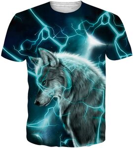 Goodstoworld Unisex T Shirt Herren 3D Drucken Wolf Cooles Sommer Tshirt Kurze Ärmel Lässige T Shirts Tee Tops XXL