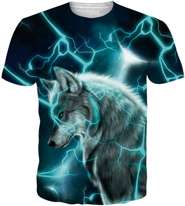 Bild 1 von Goodstoworld Unisex T Shirt Herren 3D Drucken Wolf Cooles Sommer Tshirt Kurze Ärmel Lässige T Shirts Tee Tops XXL