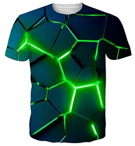 Goodstoworld 3D Lava Shirt Druck T Shirt Herren Lustig Unisex Slim Fit T-Shirt Casual Cool Grafik Muster Sommer Kurzarm Tops Tee für Männer M