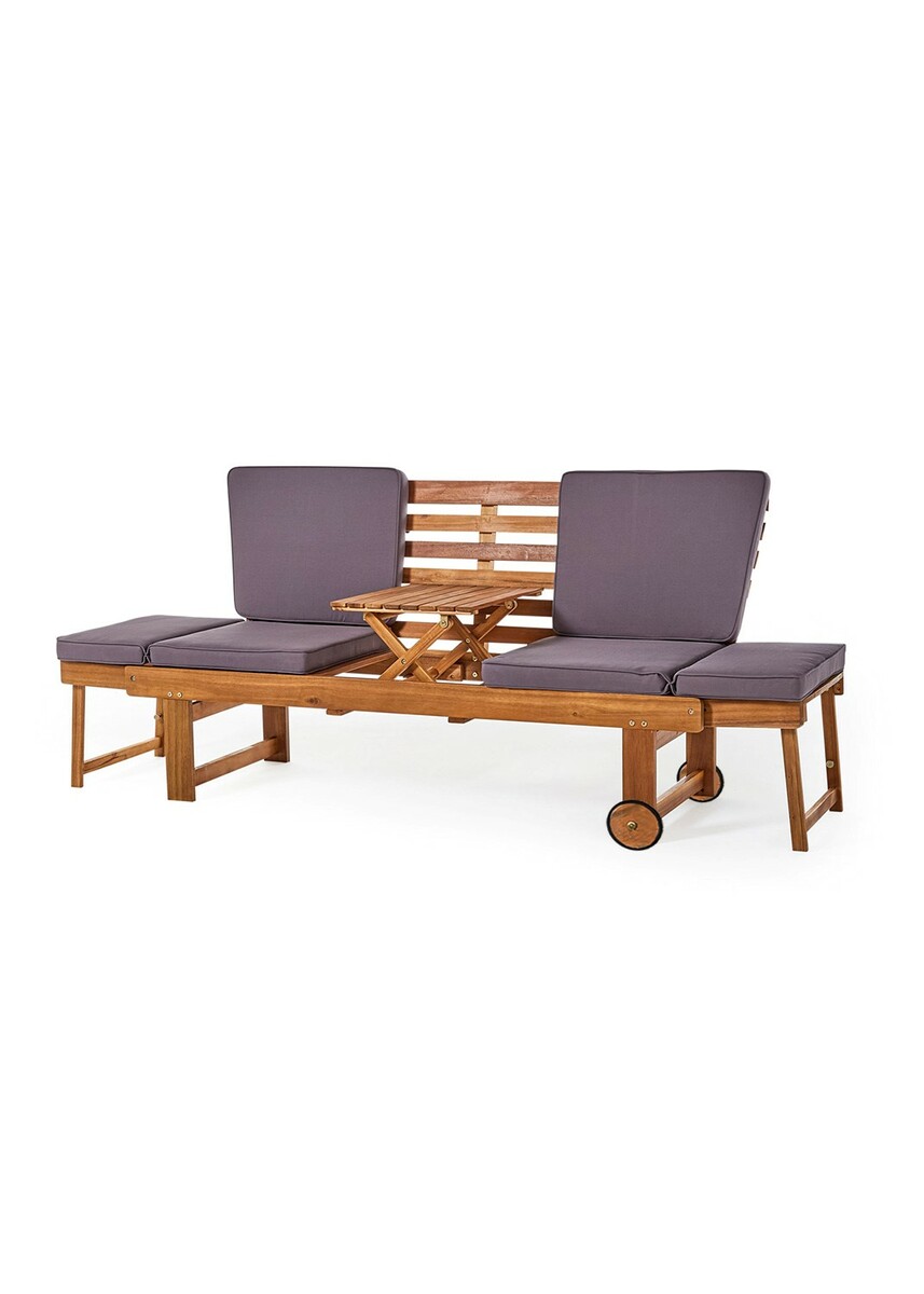 Bild 4 von MyFlair Multifunktionsbank mit Rollen Gartenbank "Rügen" aus massivem Akazienholz, FSC®