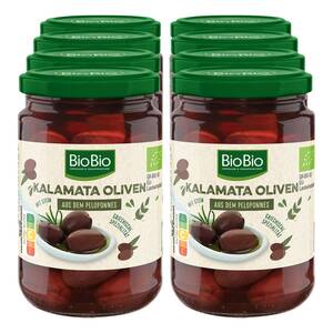 BioBio Kalamata Oliven mit Stein 160 g, 8er Pack