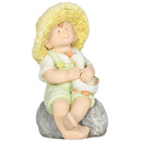 Bild 1 von Outsunny Gartenstatue "Kleiner Junge mit Strohhut", 43 cm Wetterbeständiges Gartenfigur, Outdoor-Ornament, Gartendeko, Skulptur für Heimdekoration, Garten, Hof