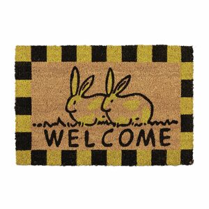 Fußmatte »Kokos Fußmatte Welcome mit Hasen«, relaxdays, Höhe: 15 mm